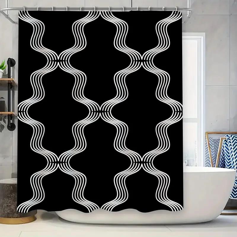 

Modern Black White Shower Curtain With Unique Pattern Ideal For Bathroom Decor! (#1596802) W60H190(CM)-1 Pcs