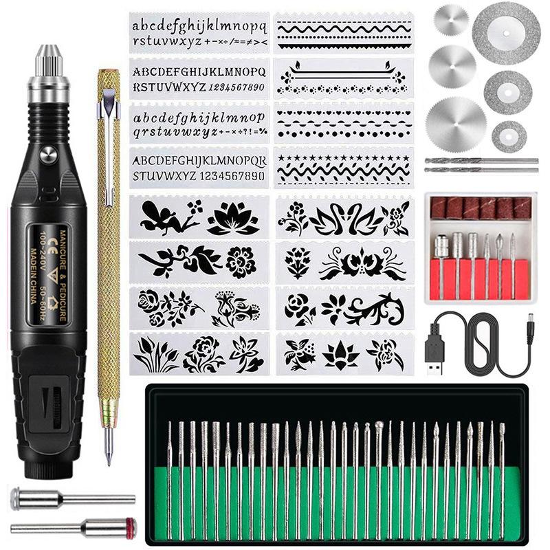 Mini Electric Nail Drill USB Rechargeable Portable Cuticle Pusher Polisher Pen Manicure File Kit