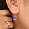Blue Tanzanite Gemstone 925 Sterling Silver Handmade Partywear Earrings 1" Gift For Mom EE-180-10