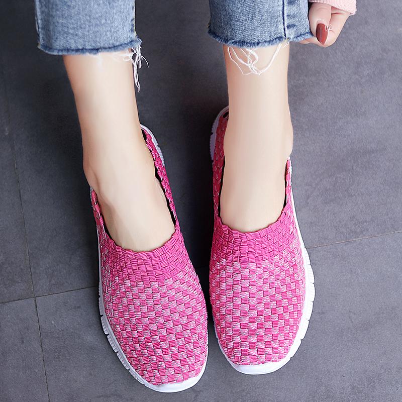 Summer Handmade Slip on Braid Beach Shoes Women Moccasins Plus Size Casual Espadrilles Breathable Sneakers
