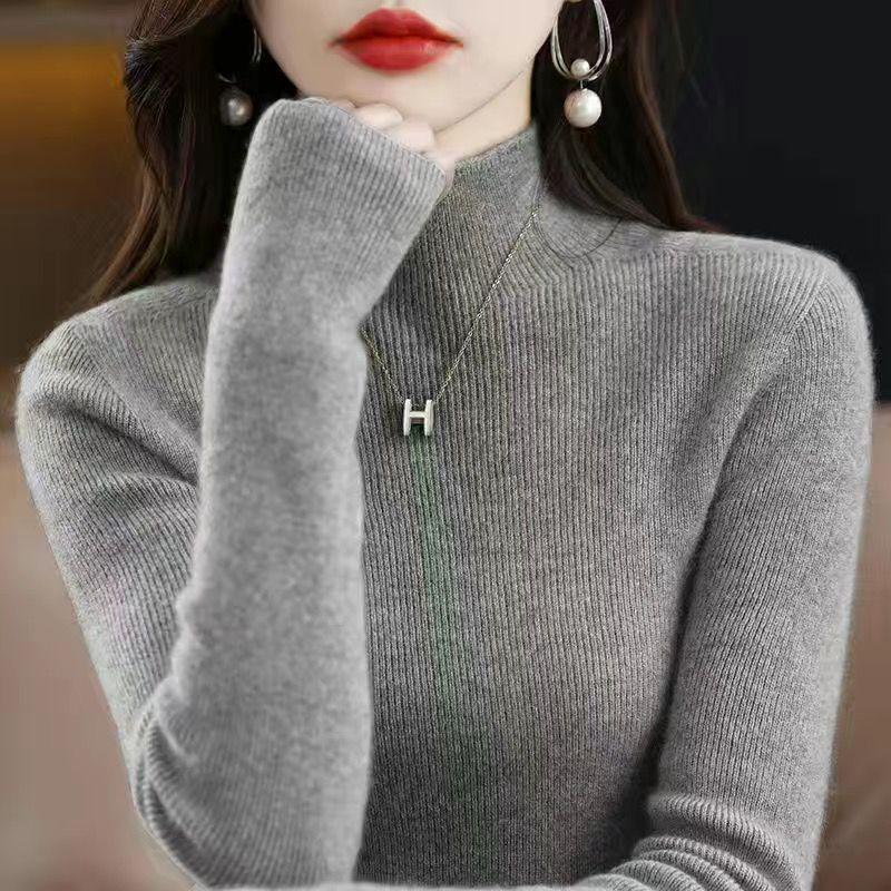 2024 Women's Half-Turtleneck Slim Fit Knitted Sweater - Autumn/Winter Wear
