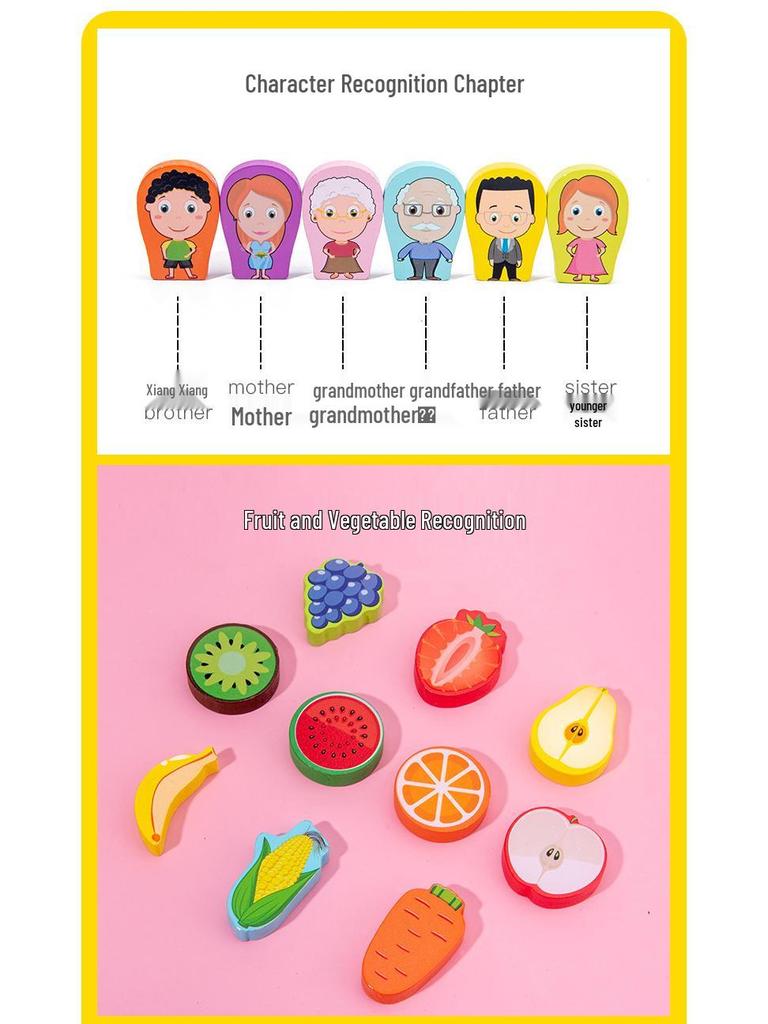 Children's Multifunctional Montessori Learning Board - Fruit Numbers & Building Blocks Puzzle Toy