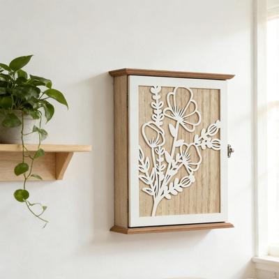 Key Cabinet Wall Mounted, Holder Handmade Solid Storage for Home Doorway Entryway Gift