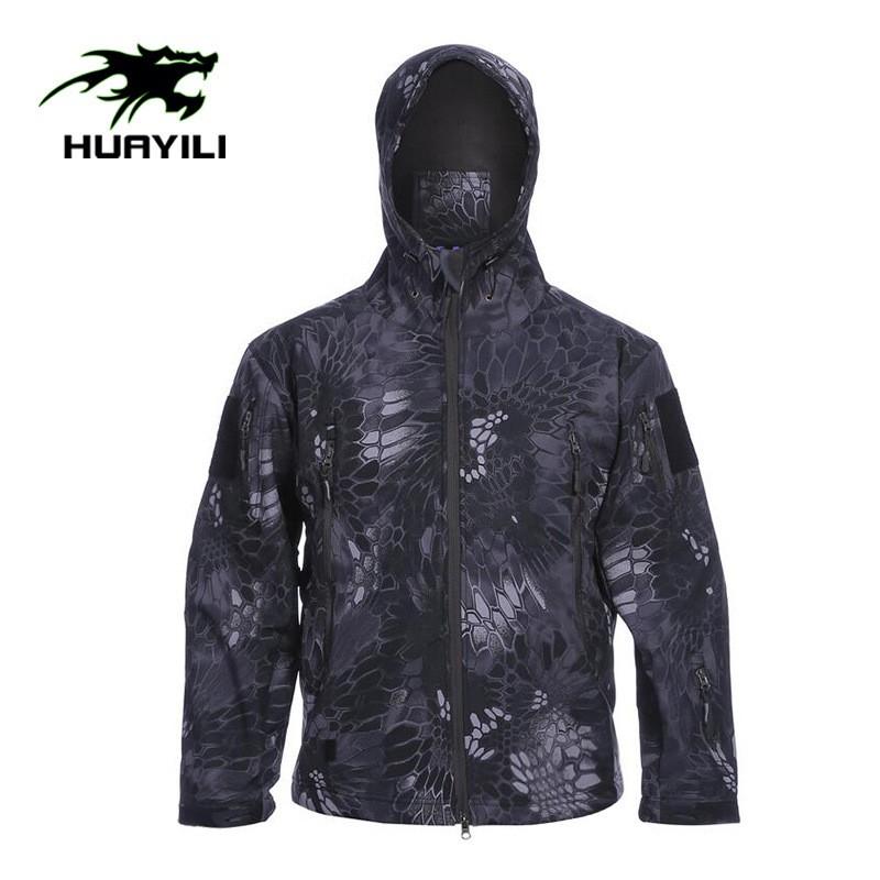 Men Waterproof Camo Fleece Softshell Cycling Jacket Outdoor Windproof Warm Coat