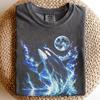 Retro Orca Killer Whale Shirt, Midnight Lightning Ocean Tee, Full Moon Wildlife Nature T-Shirt