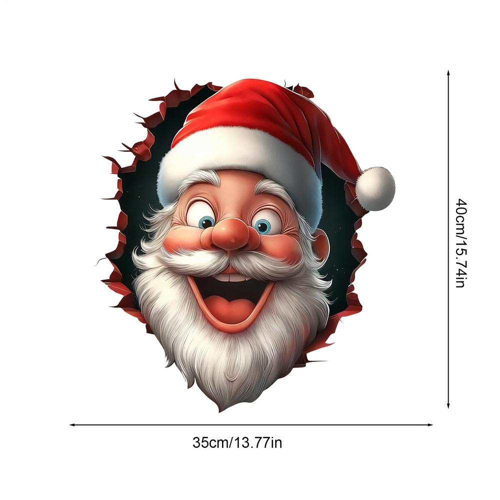 Santa Claus Wall Stickers Removable 3D Effect Funny Christmas Decals Winter Holiday Santa Door Stickers For Home Dorm Party