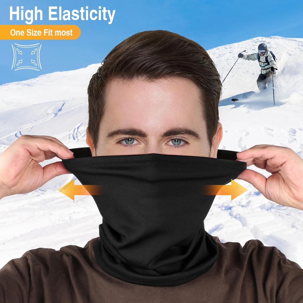 2 Pack Winter Neck Gaiter Warmer for Men&Women, Windproof Face Cover Fleece Face Mask Scarf for Cold Weather Sport