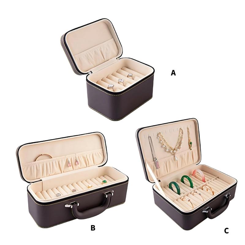 Travel Jewelry Case With Anti Scratch Interior And PU Exterior For Accessories Storage Box For Necklaces Earrings Rings