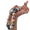 Vintage 14Mm Large Granular Colored Malachite Green Tahitian Gold Beads Australia White Beads Pearl Necklace Clavicle