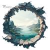 Indoor Outdoor Decorative Sticker 3D Mountain & River Landscape Wall Sticker, PVC Waterproof Mural, Peel And Realistic Mural Stick Decals for
