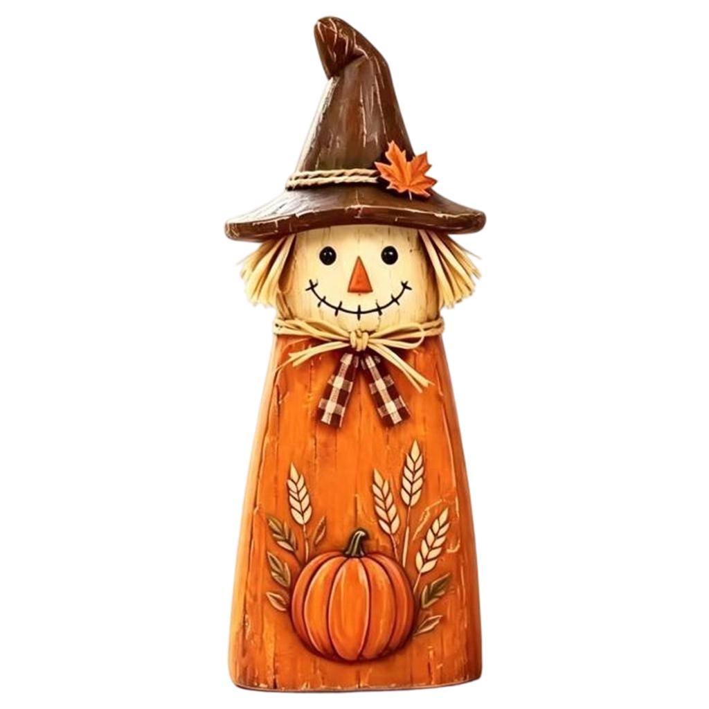 Fall Tabletop Wooden Scarecrow Decor Set Rustic Autumn Harvest Figurine Shelf Mantel Entryway Accent