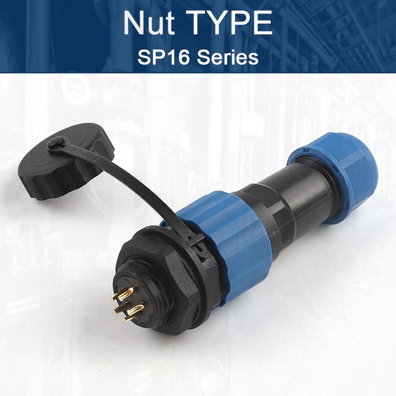 Conector impermeabil SP16, conector de cablu cu 2/3/4/5/6/7/8/9 pini, piuliță de aviație/flanșă/andocare/conector pătrat pentru montare pe panou