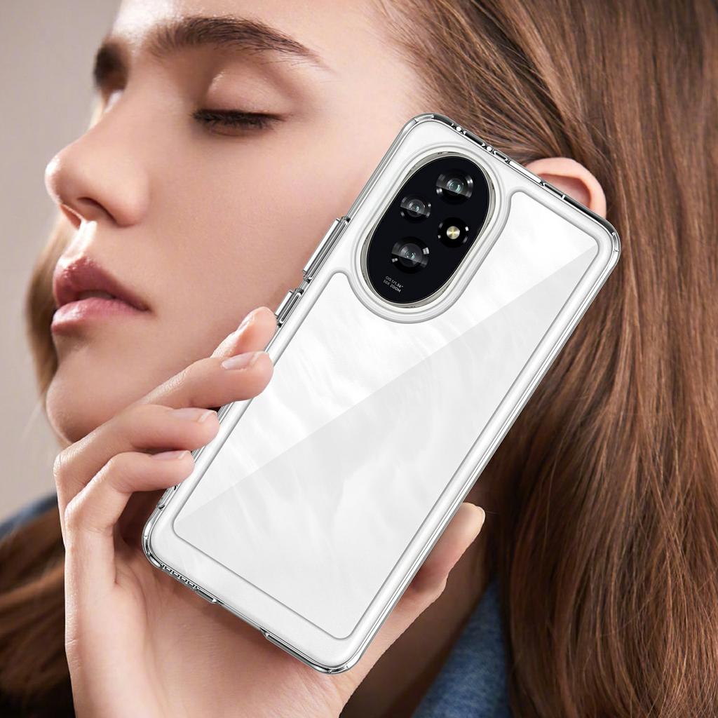 WANLONFENG MF Series for Honor 200 5G Case TPU+Acrylic Clear Phone Cover with Tempered Glass Film