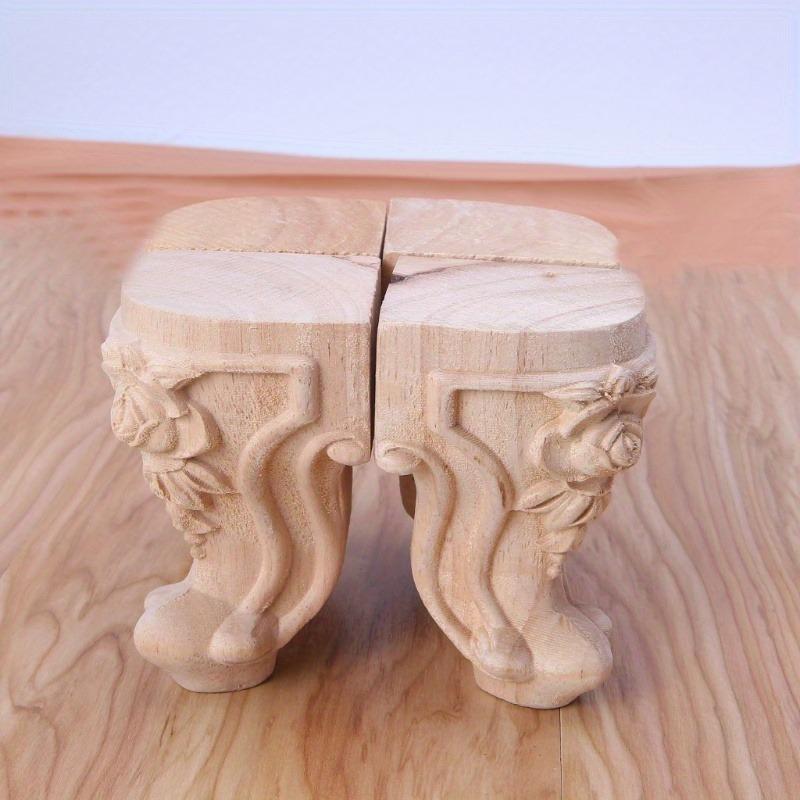 4/8pc Wooden Furniture Legs Replacement Feet Solid Wood Flower Carved TV Cabinet Sofa Couch Chair Ottoman Coffee Table Seat Feet