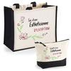 Duo Jute Tote Bag and Exceptional Beautician Pouch Birthday Christmas Colleague Gift | Shopping Bag Makeup Pouch Shopping
