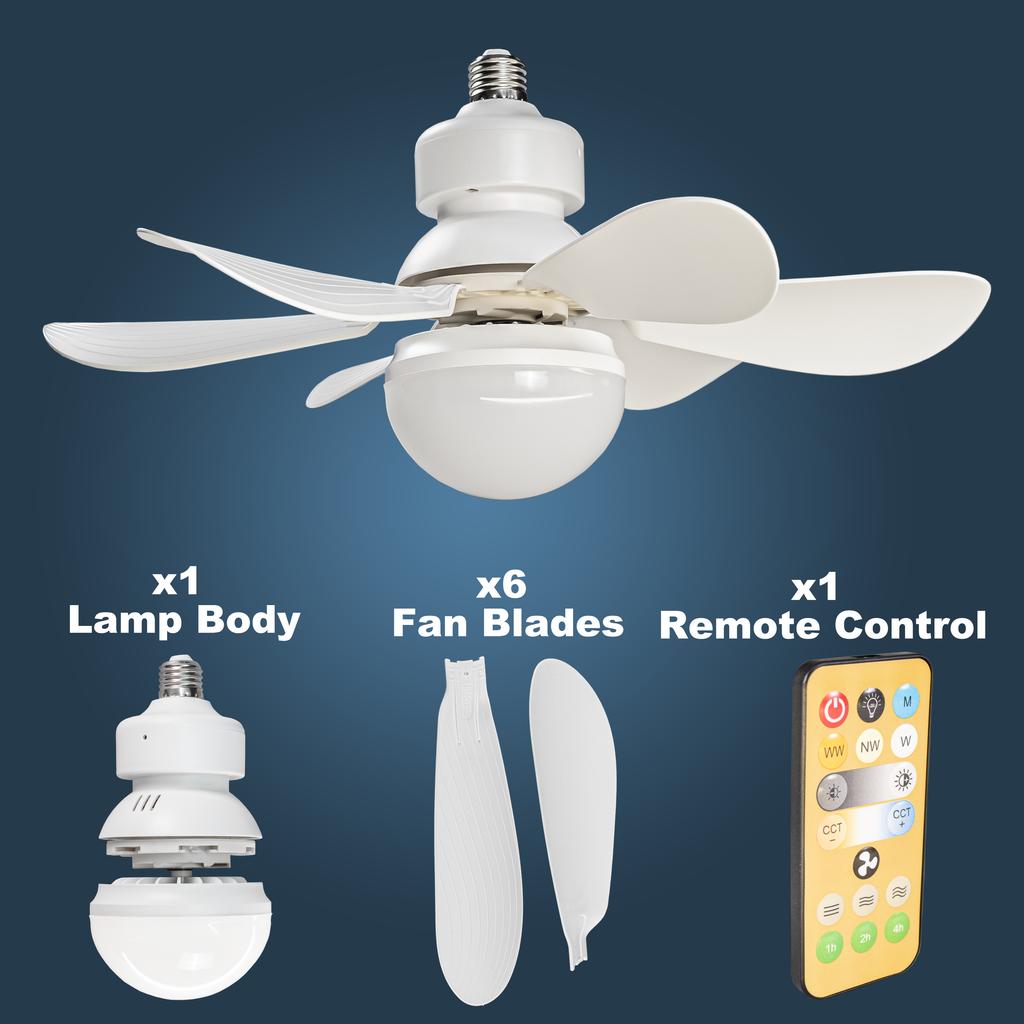 Dimmable 6 Blades Remote Control Retractable Fan with Light Modern Ceiling Fan Lights Celling Fan with Led Light