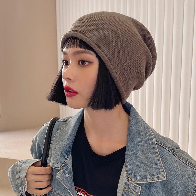 

Шапка-бини детская осенне-зимняя шапка для головы от холода шерстяная шапка для круглого лица зимняя защита ушей вязаная шапка послеродовая шапка average size elastic кофейный