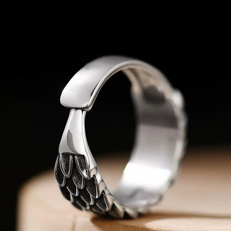 Retro Reverse Scale Ring for Men, Chinese Style and Trendy Scales, Fashionable Dragon Scale Open Finger