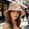 Women Sun Hat, Small Brim Straw Fisherman Hat, with Bow Decor Sun Protection UV Block Hat for Summer Outdoor Travel