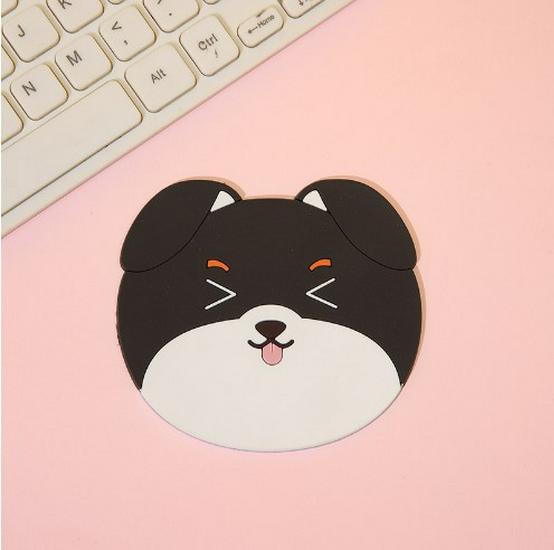Cute Cat & Puppy Expression PVC Silicone Non-slip Heat Insulation Coaster Mat