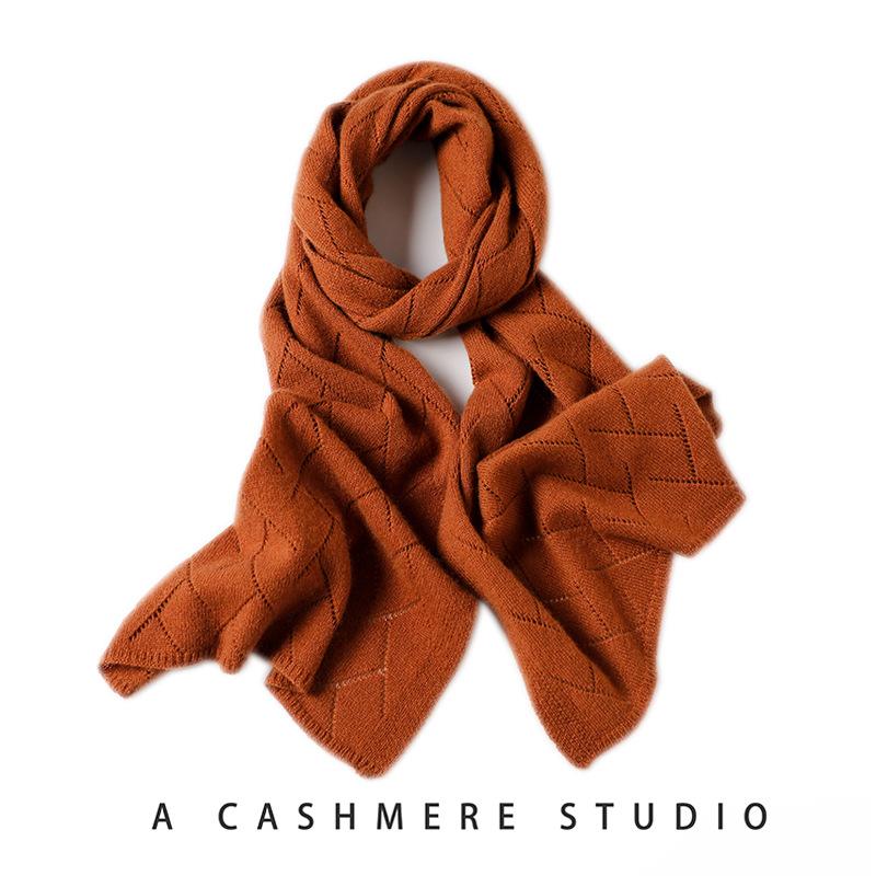 New cashmere scarf, women's short Korean version of autumn and winter warm neck protection knitted versatile hollow scarf