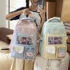 Nylon School Backpack For Teens With Waterresistant Design And Geometric Pattern