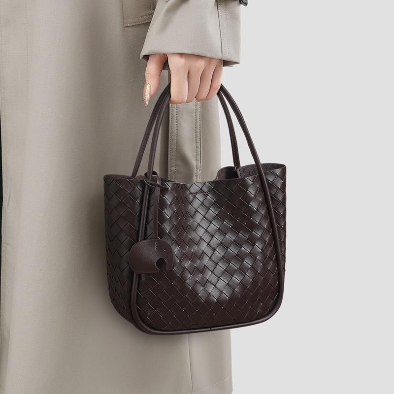 

Bucket bag new leather women s bag woven bag vegetable basket bag versatile large capacity portable messenger bag