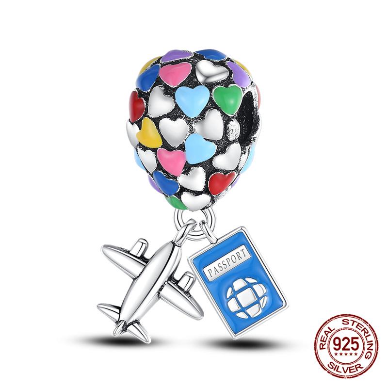 Copper Travelair Balloon Airplane Passport Charms Fitoriginal Bracelets Jewelry Making For Women Gift