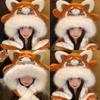 Cute Raccoon Hat Scarf Set With Movable Ears For Women Winter Warmth