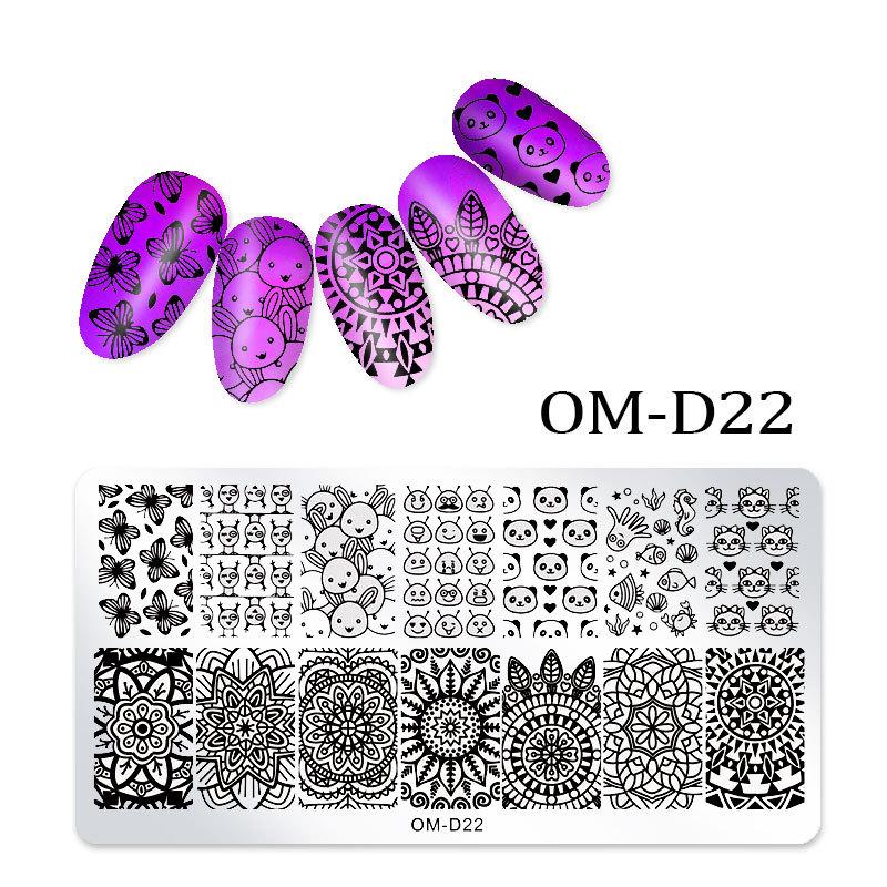 Nail Art Transfer Steel Plate, Rectangular Printing Oil Transfer Printing Steel Plate Blue Film Painted Board Omd Series