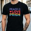 Peace Love Pride Graphic T Shirt LGBTQ Rainbow Flag Print Unisex Soft Cotton Crew Neck Short Sleeve Trendy Casual Tops