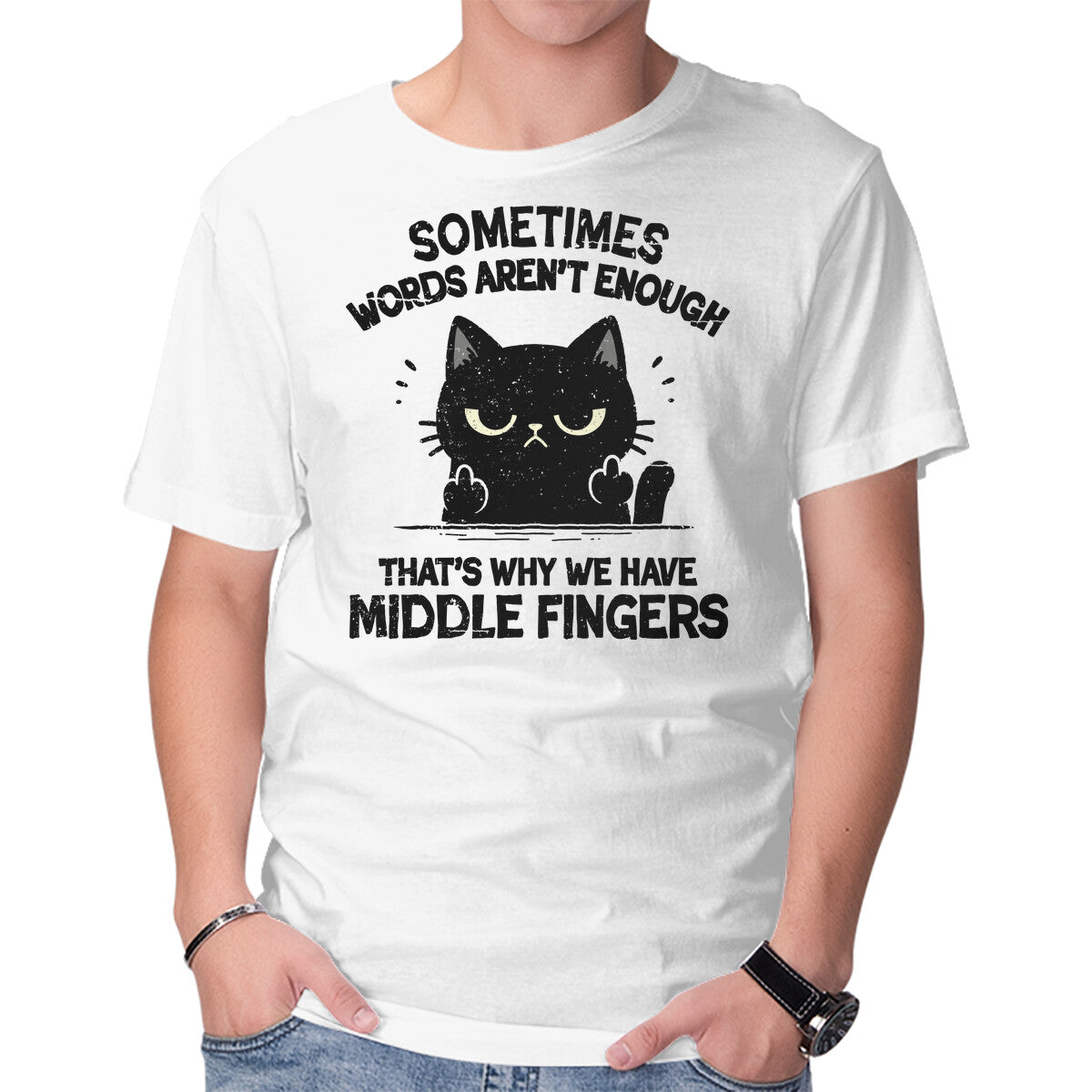 Unisex Crew Neck T-Shirt That s Why We Have Middle Fingers Graphic Short Sleeve Casual Tee L