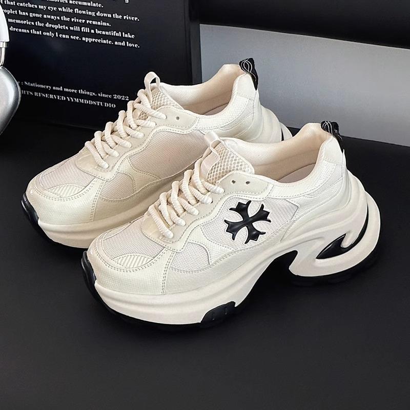Counter genuine cross flower dad shoes thick sole increase 2025 summer new women's wear casual breathable casual shoes