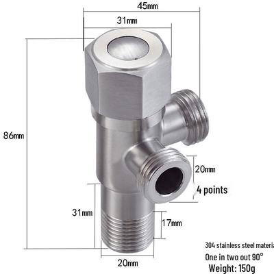 Xuan Yong 304 Stainless Steel 90-Degree One-in-Two-Out Angle Valve