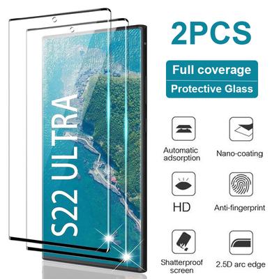 2PCS gehärtetes Glas für Samsung Galaxy S20 S21 S22 S23 Plus S24 Ultra Displayschutzglas