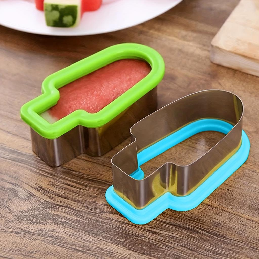 [Fun Watermelon Slicer] Fun & Easy 1pc Stainless Steel Watermelon Slicer & Popsicle Mold | Manual Operation, Green Handle, No Power Needed,