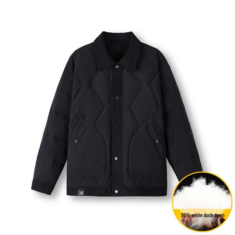 

2025 Men s Trendy Lapel 90% Duck Down Waterproof Warm Outdoor Workwear Jacket L чорний