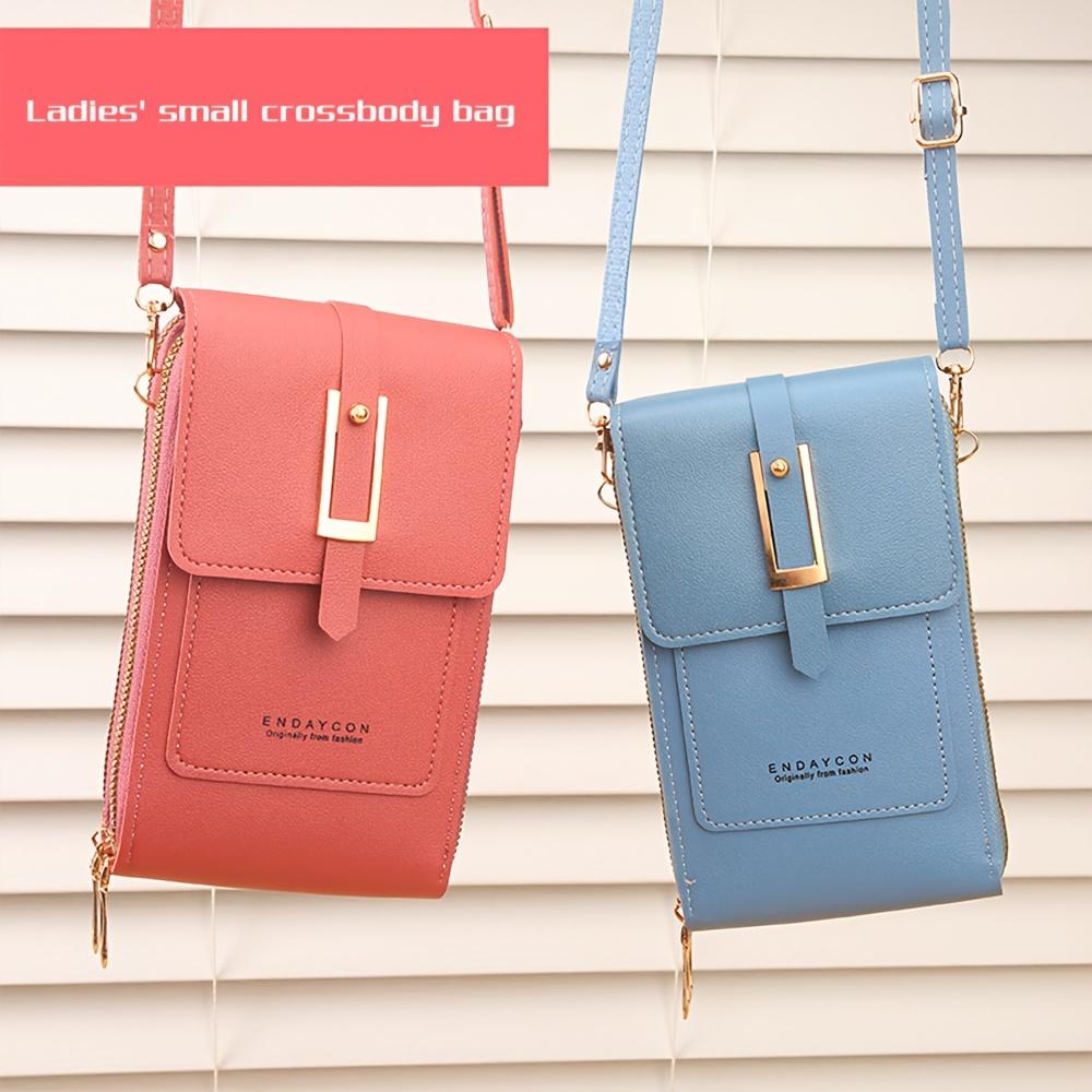 Women'S   Touchscreen Phone Pouch - Multi-Functional Multi-Layer Card Holder & Coin Purse Zipper Closure, Synthetic Faux Leather, Polyester Lining