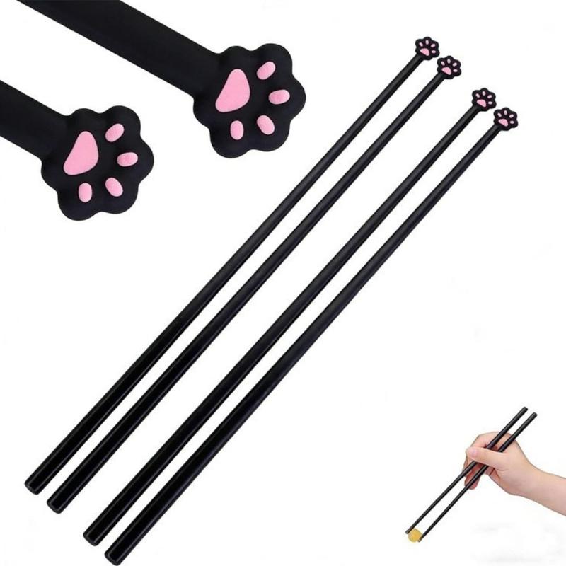 2 Paar Einzigartige Katzen-Themen-Essstäbchen Geschenk für Haustierliebhaber Elegant Nachhaltig Lebensmittelechte Materialien Besteck