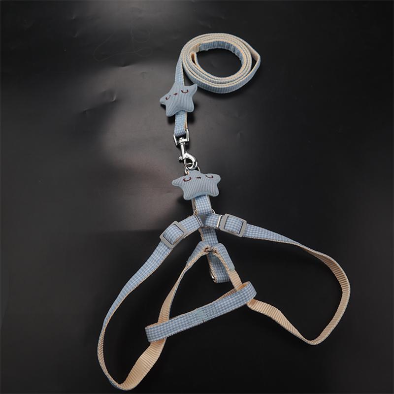 Dog Leash and Collar Set Cute Starfish Puppy Kitten Harness Striped Cotton Halter 4 Color for Little Dogs Leads Cat