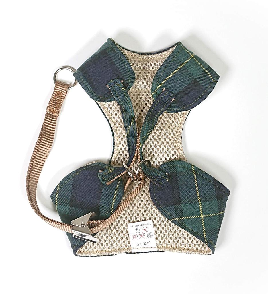 Ferryk Tartan Check Vest Size 3 Harness, Green,
