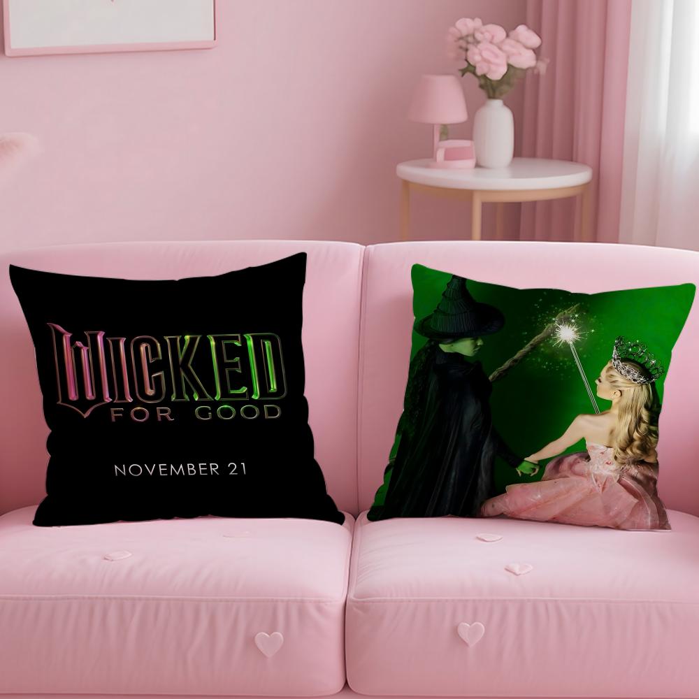 W-Wicked Part One Movie Cushion Cover Short Plush Double-Sided Printing Home Machine Washable In Warm Winter Pillow Case