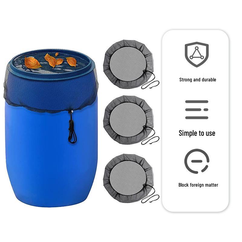 Garden Patio Rain Barrel Mesh Cover - Black Insect & Leaf Protection