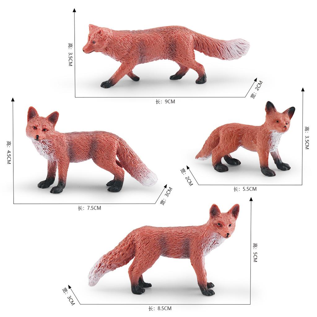 Simulated Forest Animal Fox Model Toy 4 Foxes Firefox Red Fox Desktop Static Ornament