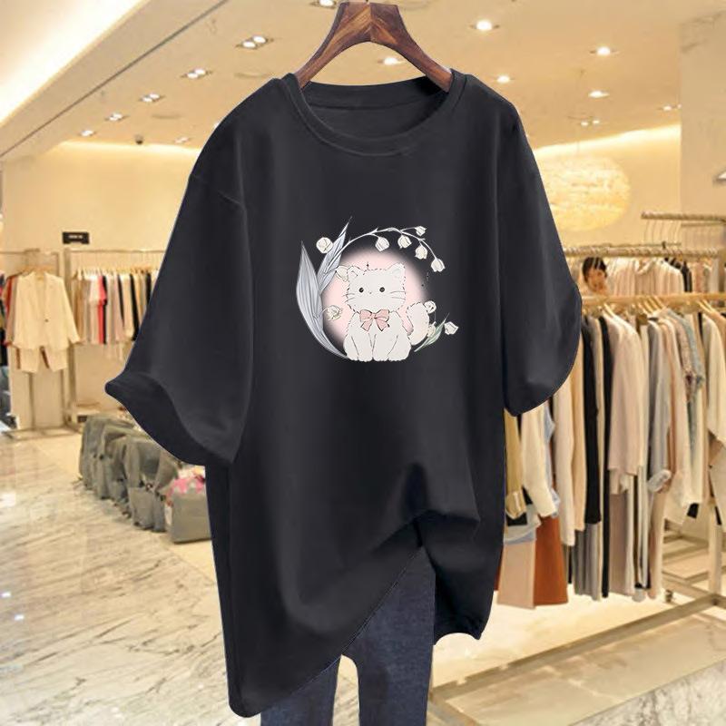 New Summer Cotton Short-sleeved T-shirt Women's Summer New Cartoon Printed Bottoming Shirt Top