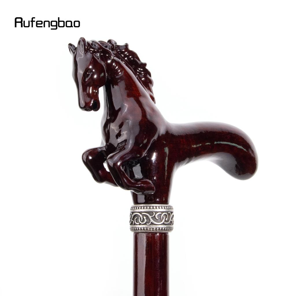 Baston de mers din lemn cu cal maro, baston decorativ pentru cosplay, Halloween, macetă din lemn, cârjă, baghetă, crosieră, 96 cm