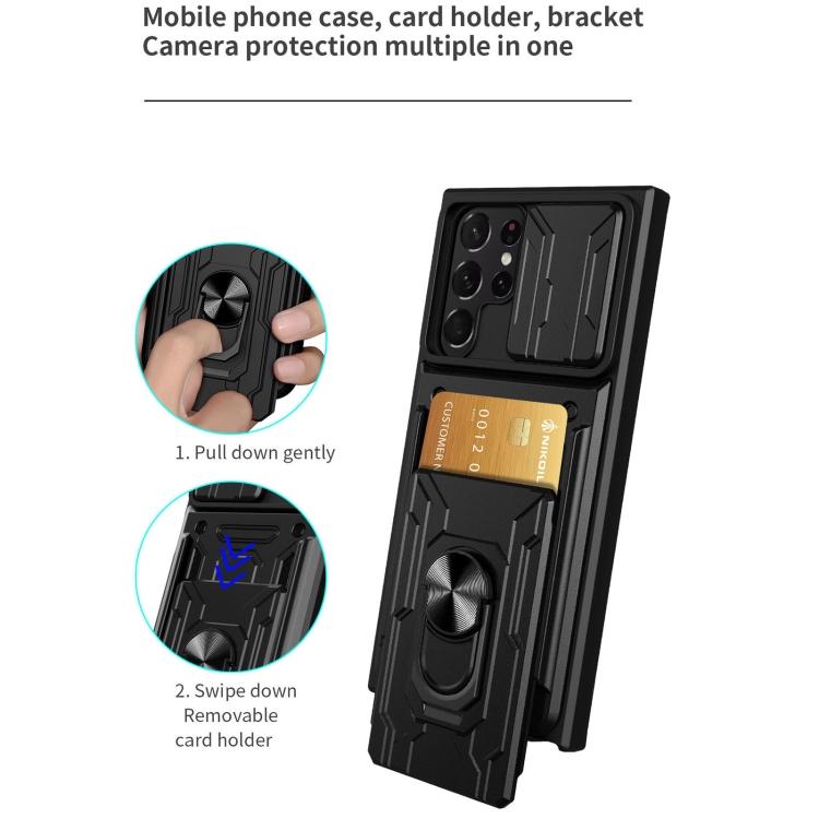 For Samsung Galaxy S22 Ultra 5G Sliding Camshield Card Phone Case