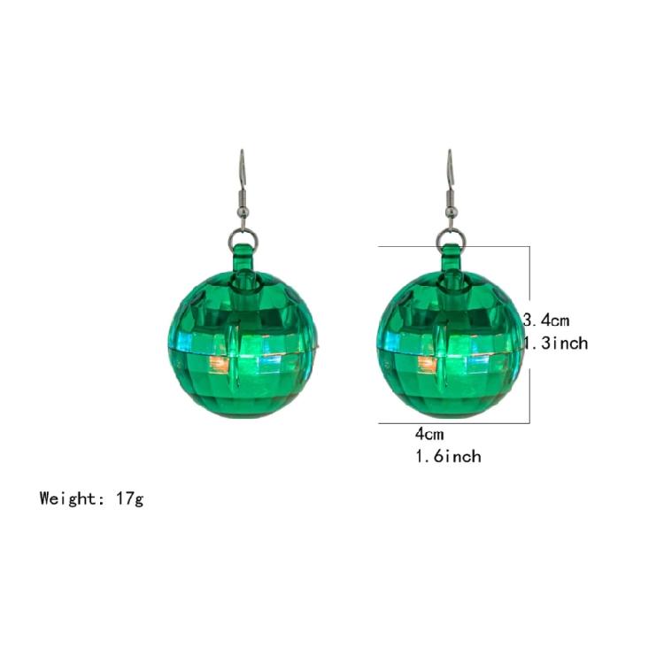 Colorful LED Earrings with Disco Balls Style Nightclub Earrings Plastic Texture Suitable for Party Wear and Clubbing Wear