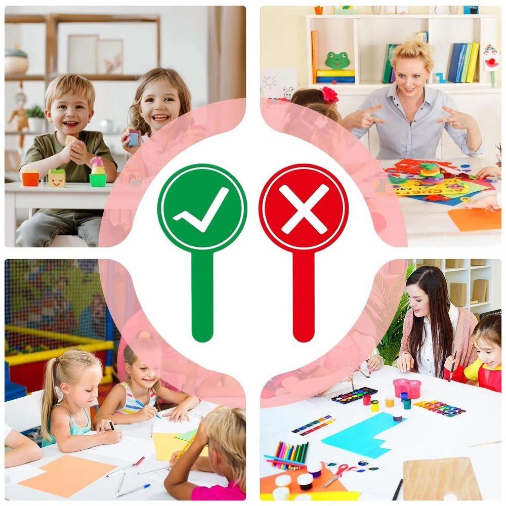 4Pcs Double Sided Hand Held Response Card Portable Classroom Response Signs  Photography Prop