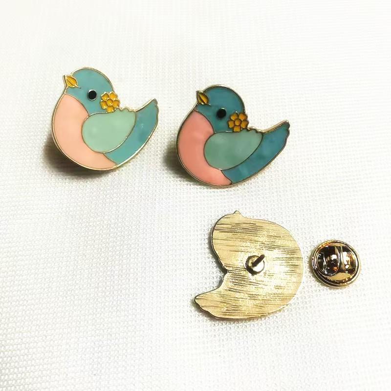 Cute Cartoon Animal Brooch: Colorful Chicken, Bird, and Rabbit Metal Pins with Enamel Coating